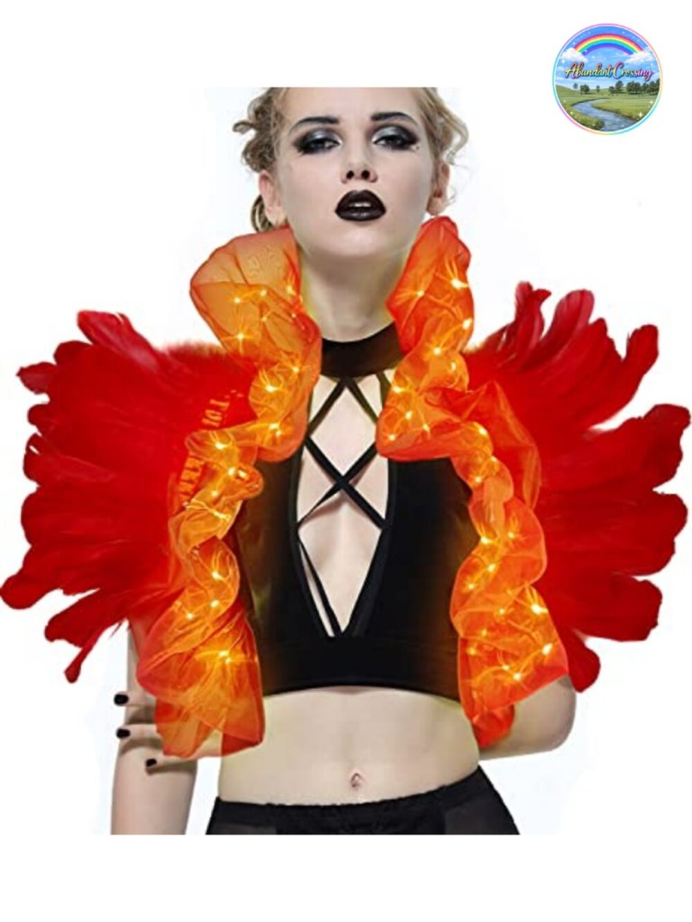 Feather Shawl Shrug Cape Gothic Costume Accessory Tie Closure